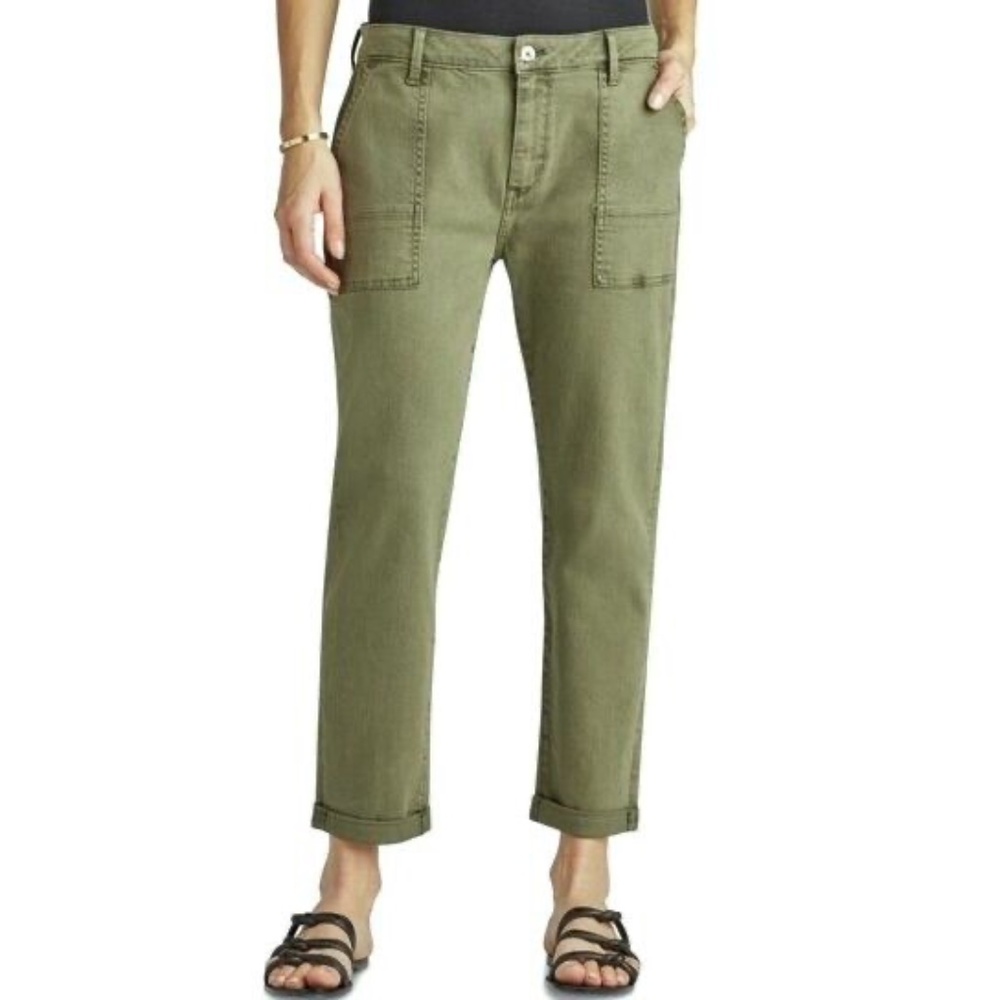 New Sam Edelman Utility Patch Pocket Crop Ankle Pants Moss Green Size 14 / 32
